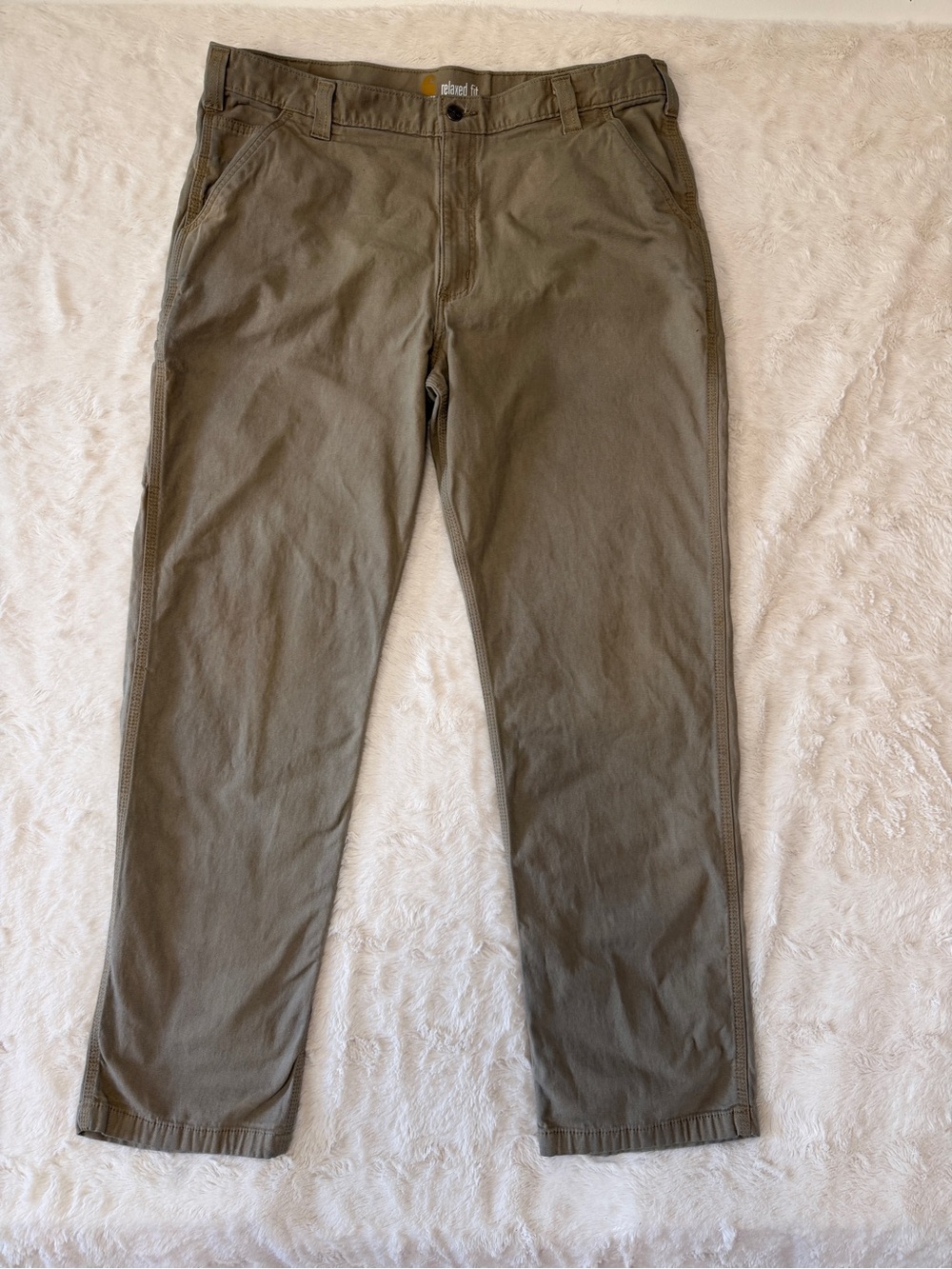Carhartt 102291 Rugged Flex Relaxed Fit Canvas Work Pants Khaki 40x31